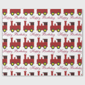 パーソナライズで赤い列車の誕生日 ラッピングペーパー (フラット)