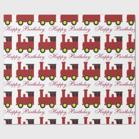 パーソナライズで赤い列車の誕生日 ラッピングペーパー (フラット)