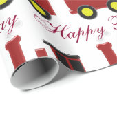 パーソナライズで赤い列車の誕生日 ラッピングペーパー (ロールコーナー)