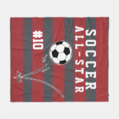 パーソナライズで赤い及び灰色のサッカー毛布 フリースブランケット (正面(横))