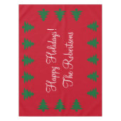 パーソナライズで赤い緑のクリスマスツリーのテーブルクロス テーブルクロス (正面)