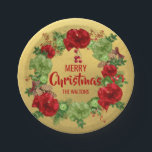 パーソナライズで赤い金ゴールドのメリークリスマスのリース ペーパープレート<br><div class="desc">wowあなたのゲストへの完全なクリスマス・パーティの紙皿。  リースとの赤い金ゴールドの緑色。  メリークリスマスは幸せな休日に編集することができます。  名字は及び明けましておめでとうに編集することができます。 get一致のナプキン!</div>