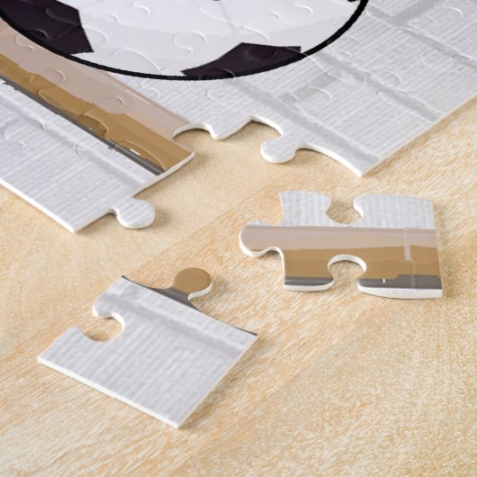 パーソナライズで赤くおよび青のフットボールのサッカージャージー ジグソーパズル (側面)