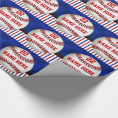 パーソナライズで赤く白くおよび青の野球のギフト用包装紙 ラッピングペーパー (角)