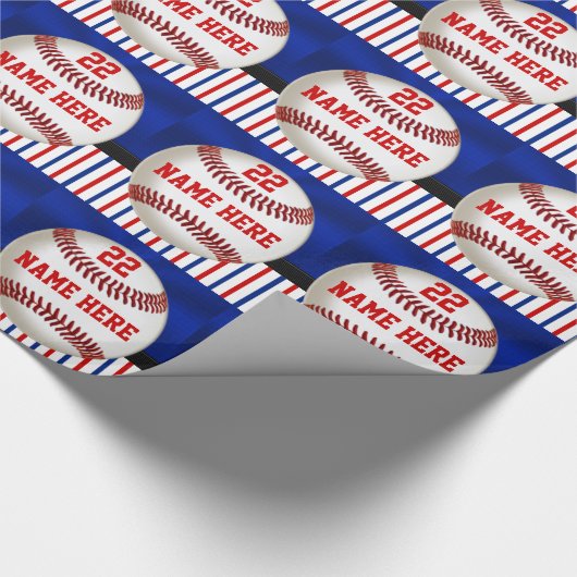 パーソナライズで赤く白くおよび青の野球のギフト用包装紙 ラッピングペーパー (角)