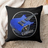 パーソナライズで青いエレキギターの枕 クッション (ブランケット)