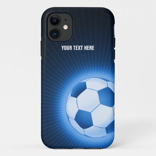 パーソナライズで青いサッカー Case-Mate iPhoneケース (裏面)