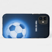 パーソナライズで青いサッカー Case-Mate iPhoneケース (裏面(横))