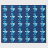 パーソナライズで青いスーパーヒーローの男の子のシルエットの子供 ラッピングペーパー (フラット)