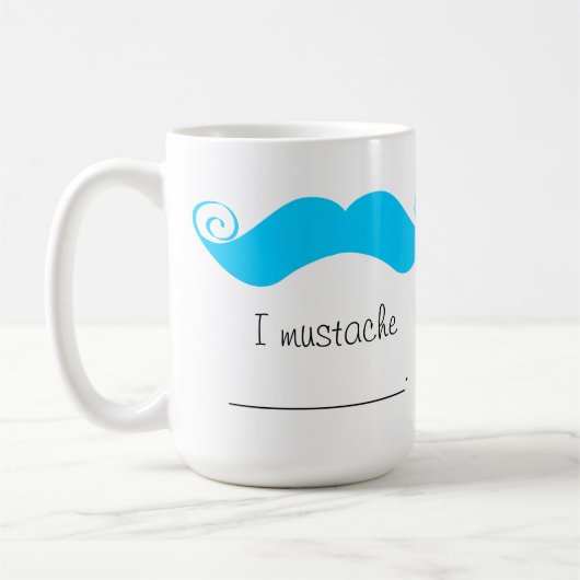 パーソナライズで青いハンドルバーの髭Stache コーヒーマグカップ (左)
