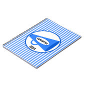 パーソナライズで青いメガホンおよび青い縞 ノートブック (左側)