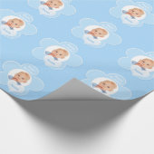 パーソナライズで青い水玉模様の写真の包装紙 ラッピングペーパー (角)