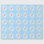 パーソナライズで青い水玉模様の写真の包装紙 ラッピングペーパー (フラット)