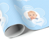 パーソナライズで青い水玉模様の写真の包装紙 ラッピングペーパー (ロールコーナー)