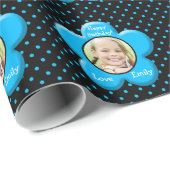 パーソナライズで青い花の写真の包装紙 ラッピングペーパー (ロールコーナー)