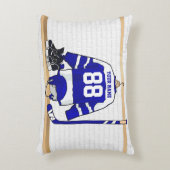 パーソナライズで青および白いアイスホッケージャージー アクセントクッション (正面(垂直))