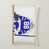 パーソナライズで青および白いアイスホッケージャージー アクセントクッション (裏面(縦))