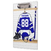 パーソナライズで青および白いアイスホッケージャージー クリップボード (左)
