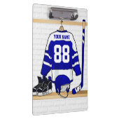 パーソナライズで青および白いアイスホッケージャージー クリップボード (右)