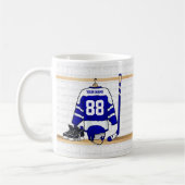 パーソナライズで青および白いアイスホッケージャージー コーヒーマグカップ (左)