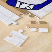 パーソナライズで青および白いアイスホッケージャージー ジグソーパズル (側面)