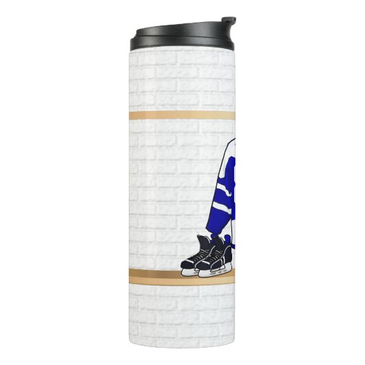 パーソナライズで青および白いアイスホッケージャージー タンブラー (回転左)