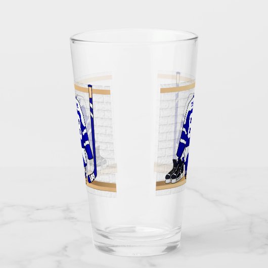 パーソナライズで青および白いアイスホッケー タンブラーグラス (左)