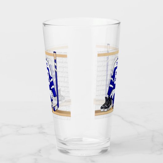 パーソナライズで青および白いアイスホッケー タンブラーグラス (右)