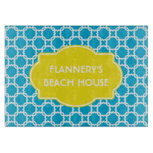 パーソナライズで青および白いガラスまな板 カッティングボード