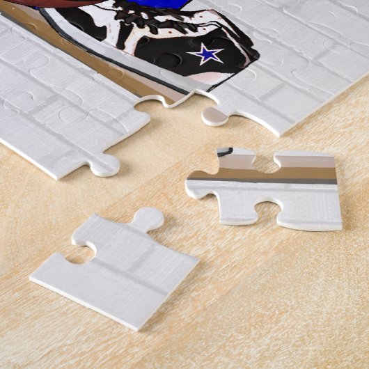 パーソナライズで青および白いバスケットボールジャージー ジグソーパズル (側面)