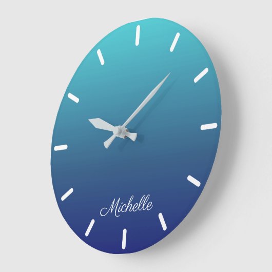 パーソナライズで青くグラデーションな勾配 ラージ壁時計 (傾斜)