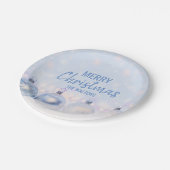 パーソナライズで青く白くメリーなクリスマスオーナメント ペーパープレート (アングル)