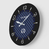 パーソナライズで青く車のなカーボン繊維のスタイル ラージ壁時計 (傾斜)