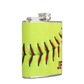 パーソナライズで黄色いソフトボールの球 フラスク (右)