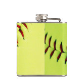 パーソナライズで黄色いソフトボールの球 フラスク (裏面)