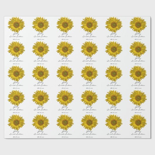 パーソナライズで黄色いヒマワリの菓子16の誕生日 ラッピングペーパー (フラット)
