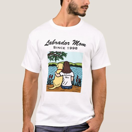 パーソナライズで黄色いラブラドールおよびお母さん長く Tシャツ (正面)