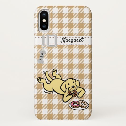 パーソナライズで黄色いラブラドールおよびドーナツ Case-Mate iPhoneケース (裏面)