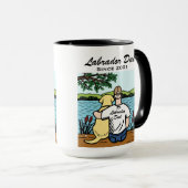 パーソナライズで黄色いラブラドールおよびパパ マグカップ (正面右)