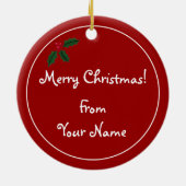 パーソナライズで黄色いラブラドールのクリスマスの漫画 セラミックオーナメント (裏面)