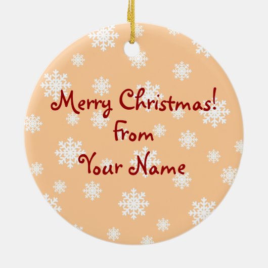 パーソナライズで黄色いラブラドールの漫画のクリスマス セラミックオーナメント (裏面)