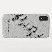 パーソナライズで黒いおよび灰色の音符 Case-Mate iPhoneケース (裏面(横))