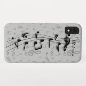 パーソナライズで黒いおよび灰色の音符 Case-Mate iPhoneケース (裏面(横))