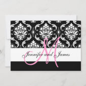 パーソナライズで黒いダマスク織の結婚式招待状 招待状 (正面)