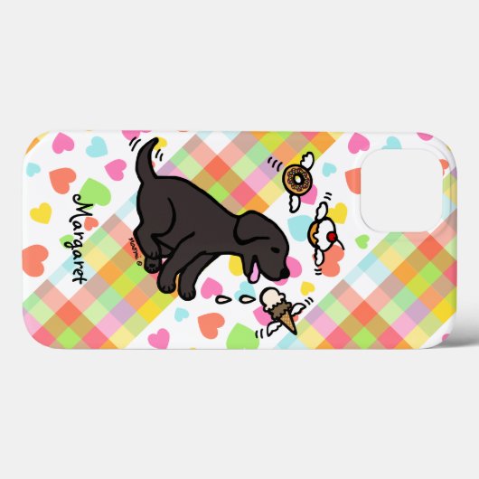 パーソナライズで黒いラブラドールのアイスクリームの夢の暗闇 Case-Mate iPhoneケース (裏面 (横))