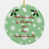 パーソナライズで黒いラブラドールのクリスマス セラミックオーナメント (裏面)