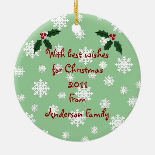 パーソナライズで黒いラブラドールのクリスマス セラミックオーナメント (裏面)