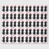 パーソナライズで黒いラブラドールのクリスマス ラッピングペーパー (フラット)