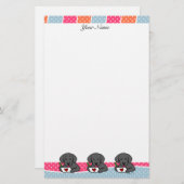 パーソナライズで黒いラブラドールの漫画 便箋 (正面/裏面)