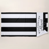 パーソナライズで黒い及び白ストライプなタオル ビーチタオル (正面)